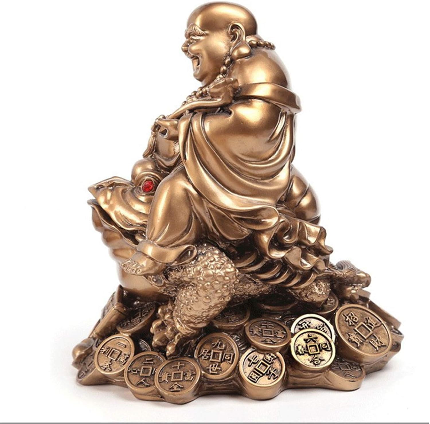 statuetka Buddy, Feng Shui Maitreya figurka ropuchy złota żaba dekoracje do domowego biura(Bronze)
