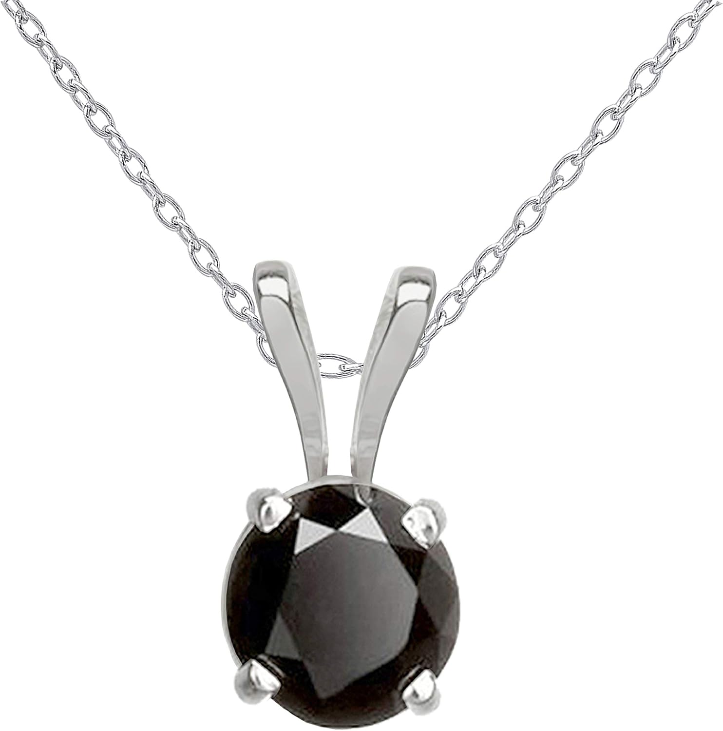 Dazzlingrock Collection Round Cut Black Natural Diamond Women Solitaire Pendant, 10K White Real Solid Gold