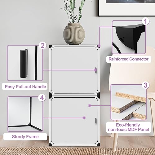 Miniatura 6 de PexFix Organizador de almacenamiento con puertas, 4 organizadores de armario y estantes de almacenamiento portátiles, estantes de almacenamiento