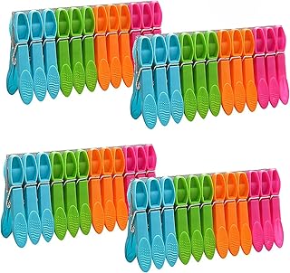 SHIMIDO 48 Colorful Plastic Clothes Pins, Laundry Clothes Pins Clips for Hanging Clothes, Air-Drying Clothespins Set (48 P...