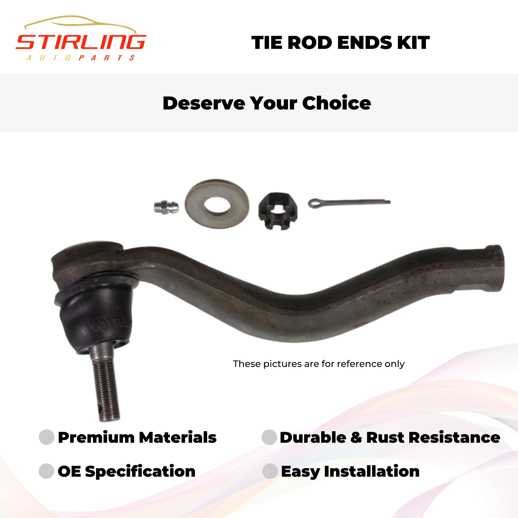 Stirling 4Pcs Front Inner Outer Tie Rod End Kit Compatible with