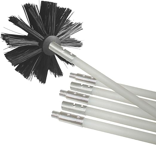 Deflecto DVBRUSH12K/6 Dryer Duct Cleaning Kit, Lint Remover, Extends up to 12 Feet, Synthetic Brush Head, Use with or without a Power Drill