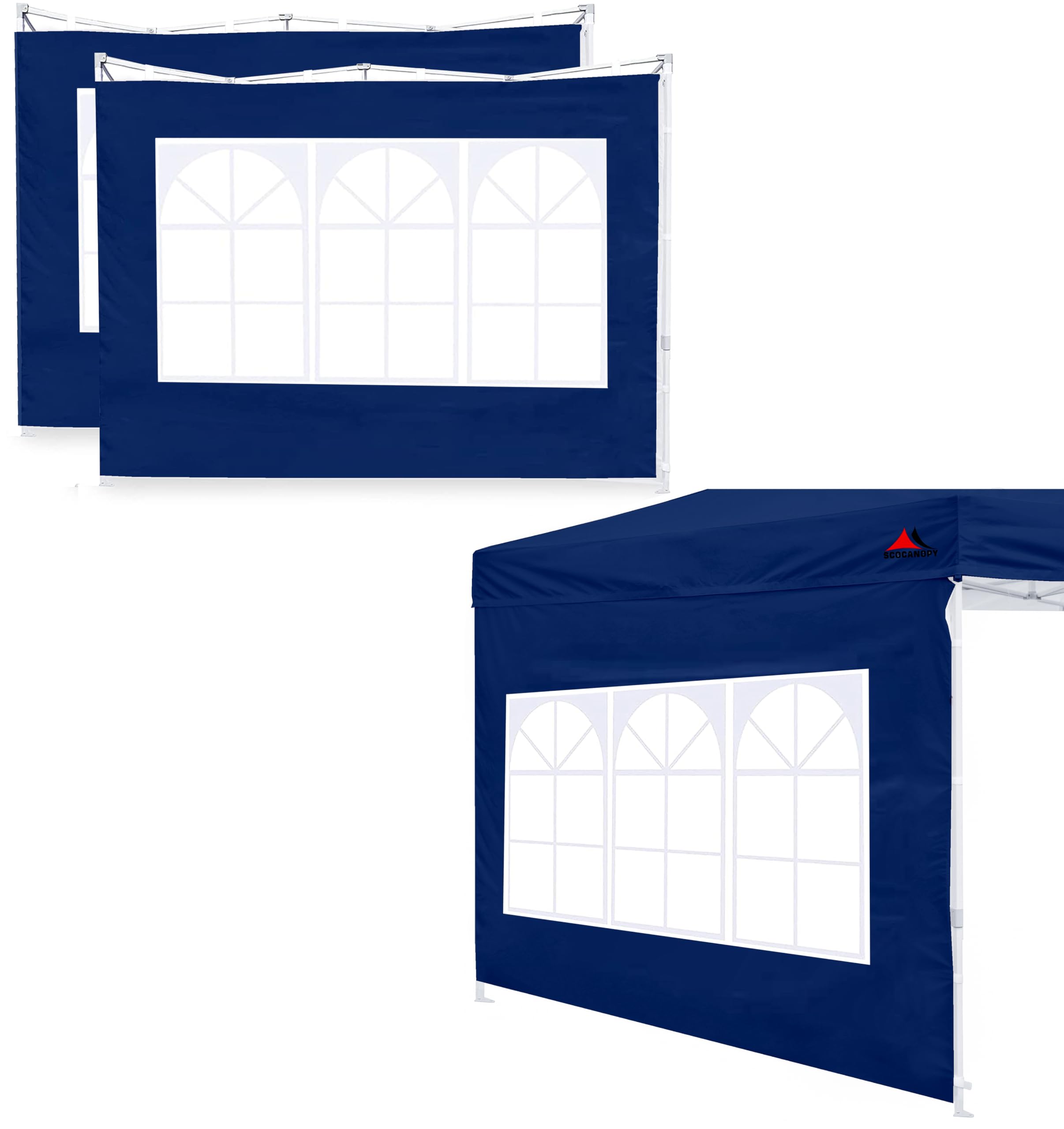 SCOCANOPY Church Window Sidewall for 10x10 Canopy Frame, 3 Pack Sunwalls Only,Navy Blue
