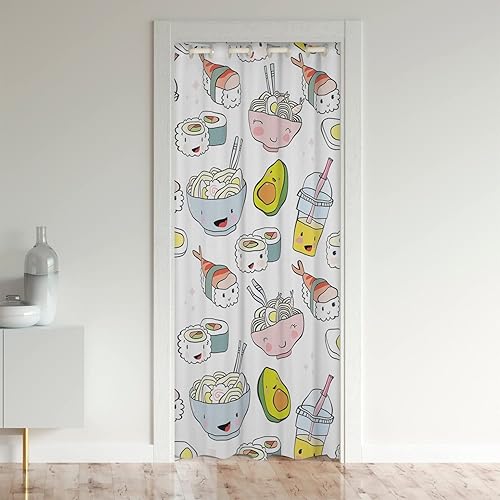 Cortina de puerta de sushi para puerta, 34 x 80 pulgadas, estilo kawaii, estilo kawaii, para puerta de armario, cortina de estilo japonés, cortina