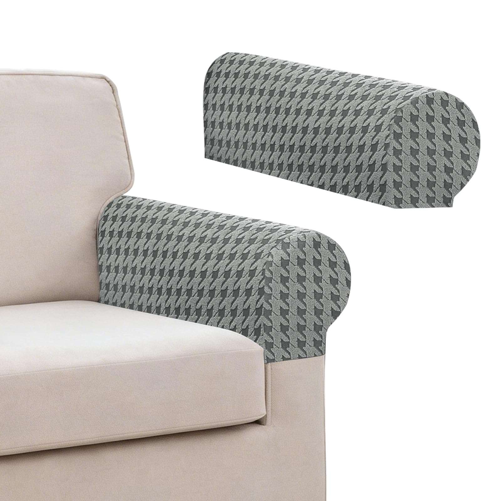 MAXIJIN Armrest Covers for Sectional Sofa, Stretch Sofa Seater Cover, Couch Seat Slipcover Protector Replacement for Individual Cushion with Elastic Bottom (Light Grey, 2 Armrest Cover) — image 1