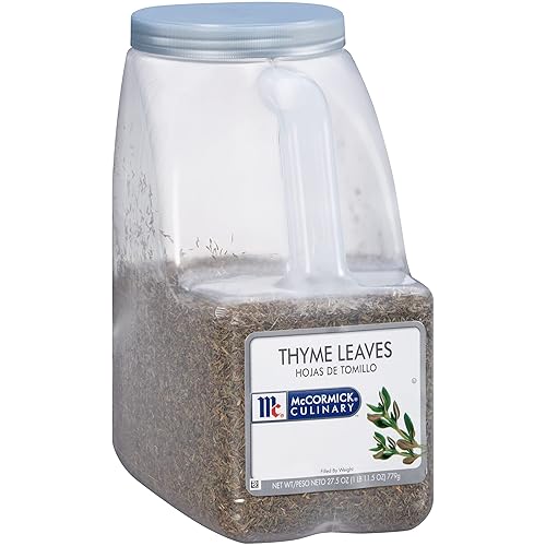 Vista 9 de McCormick Culinary Hojas de tomillo, 6 onzas – Un recipiente de 6 onzas de hojas secas de tomillo, perfecto para sopas, platos de carne y mariscos
