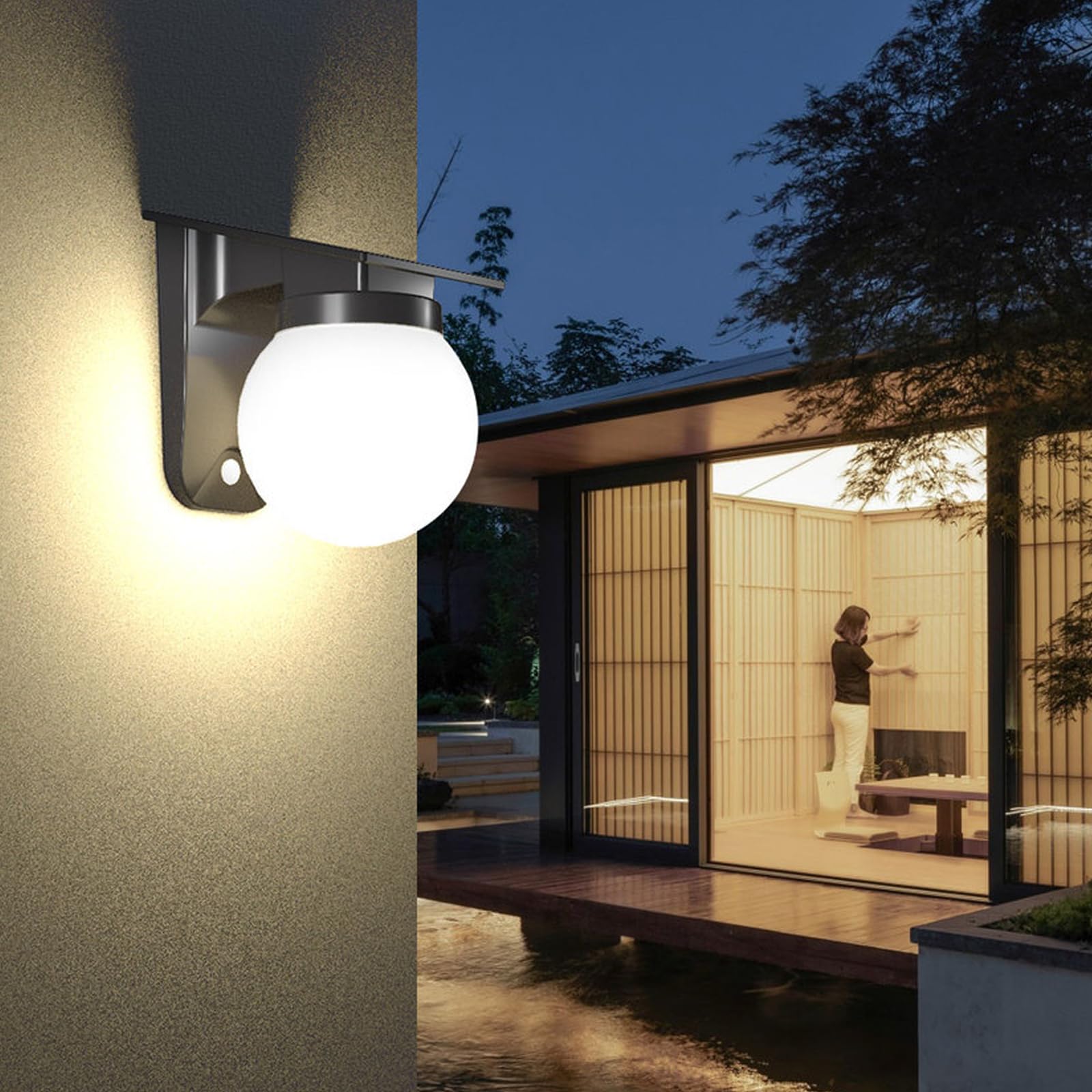 Solarna lampa ścienna zewnętrzna, IP65, wodoszczelna lampa solarna do użytku na zewnątrz, bateria 3600 mAh, 3 W, 280 lumenów, do 12 ~ 16 godzin, solarna lampa zewnętrzna do ogrodu, domu, na