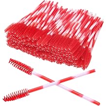 200pcs Disposable Crystal Mascara Wand, Mascara Wands Applicator Eyebrow Brush Set Eyelash Extension Cosmetic Brush Tool Applicator Eyebrow Brushfor Eyelashes Extensions SpooliesBig red