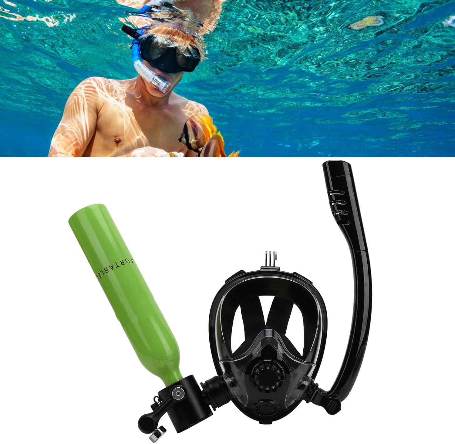Diving Breathing System, 0.5L Mini Scuba Diving Lung Tank Kits, 55pcs Reusable Scuba Diving Set with Pump for Underwater Breathing Training