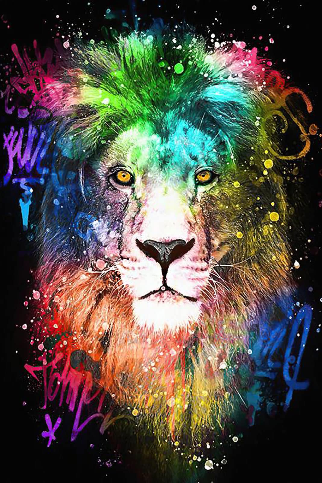ZGmaxCL Fai da Te 5D Diamond Painting Quadri Grandi Dimensioni Leone e Fulmine Decorazione per Casa e Pareti 70x40cm