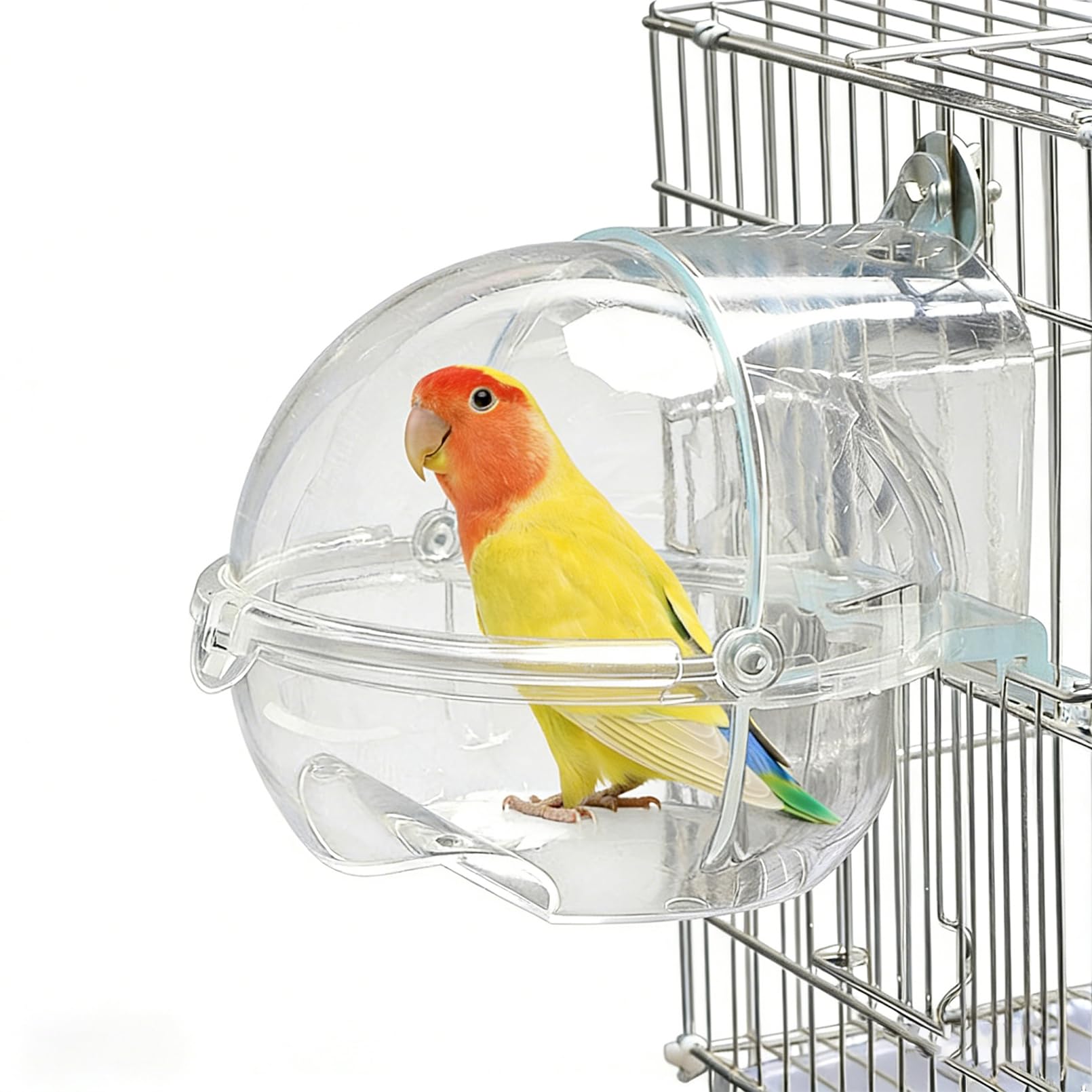 Bird Bath Box for Cage,Parrot Hanging Planet Bathtub No-Leakage Transparent Omnidirectional Observation Tub Shower Box Birds Cage Accessory for Canary Parrot Cockatiel Lovebird
