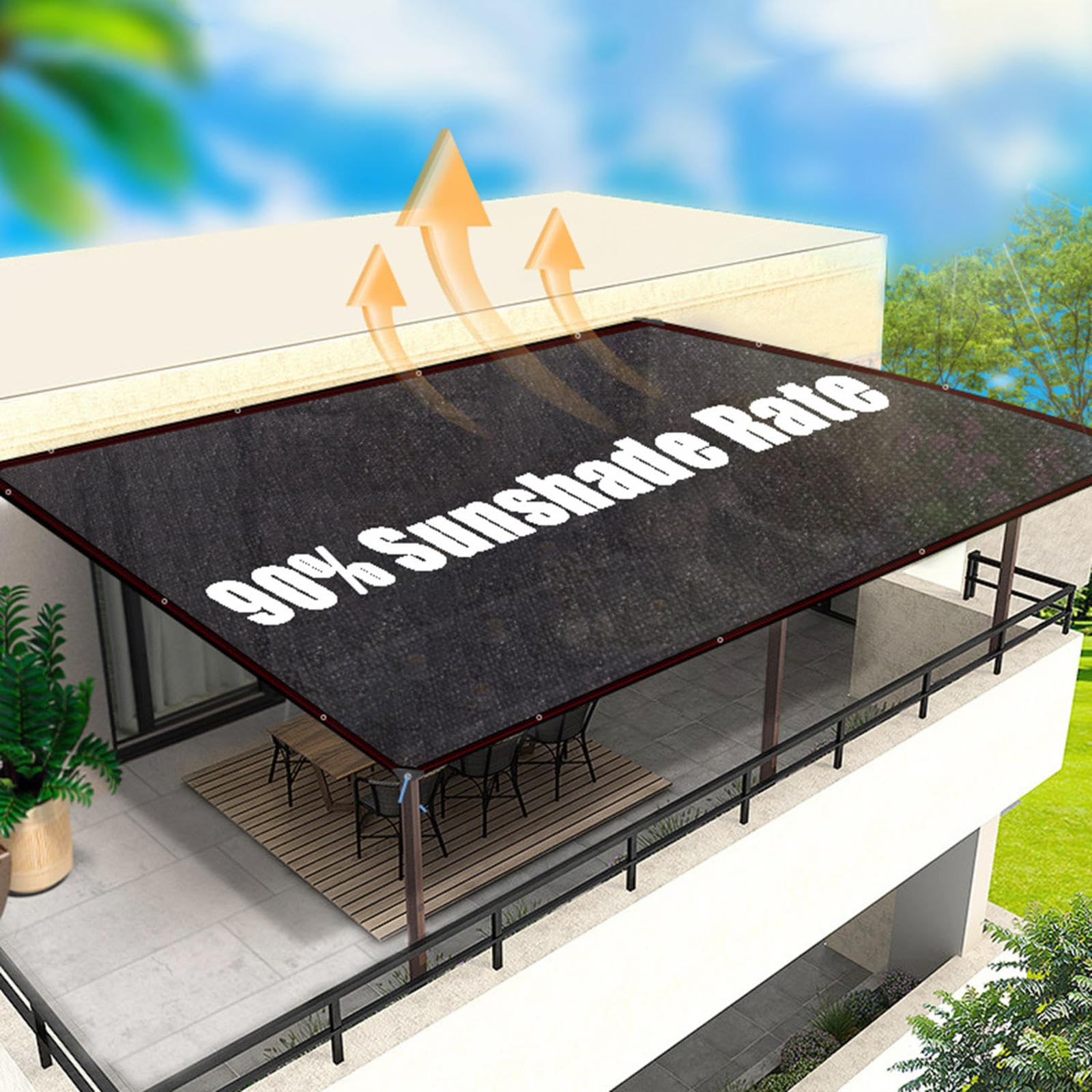Lona de malla negra de 2 x 6 m, 3 x 5 m, 4 x 7 m, protección UV, tela transpirable para invernadero, balcón, perrera, resistente al desgarro, antienvejecimiento, 3 x 6 m