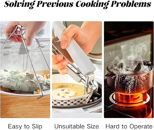 Miniatura 4 de Juego de utensilios de cocina con mango desmontable, paquete de 2 ollas y sartenes, asas de repuesto, resistentes al calor y agarre ergonómico,