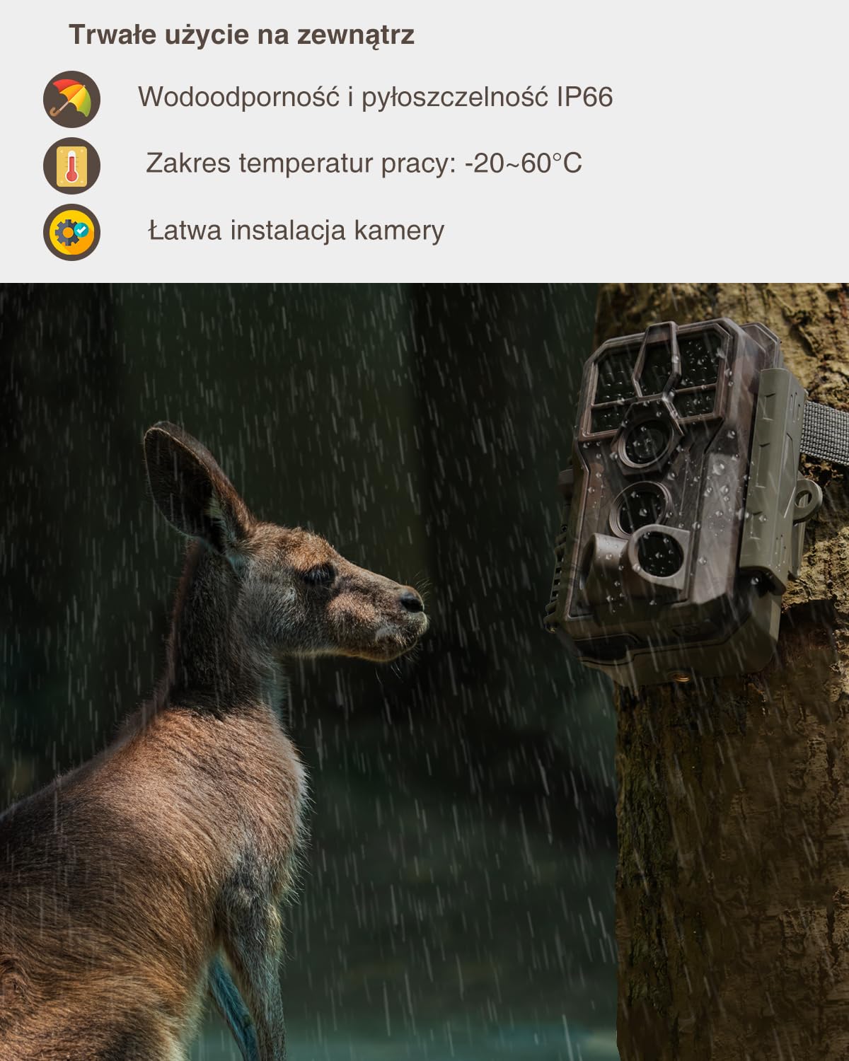 GardePro A5 kamera do obserwacji dzikich zwierząt 48 MP 1296p H.264, kamera do obserwacji dzikich zwierząt z czujnikiem ruchu, widoczność w nocy do 30 m, No-Glow, kamera na podczerwień, do dzikich