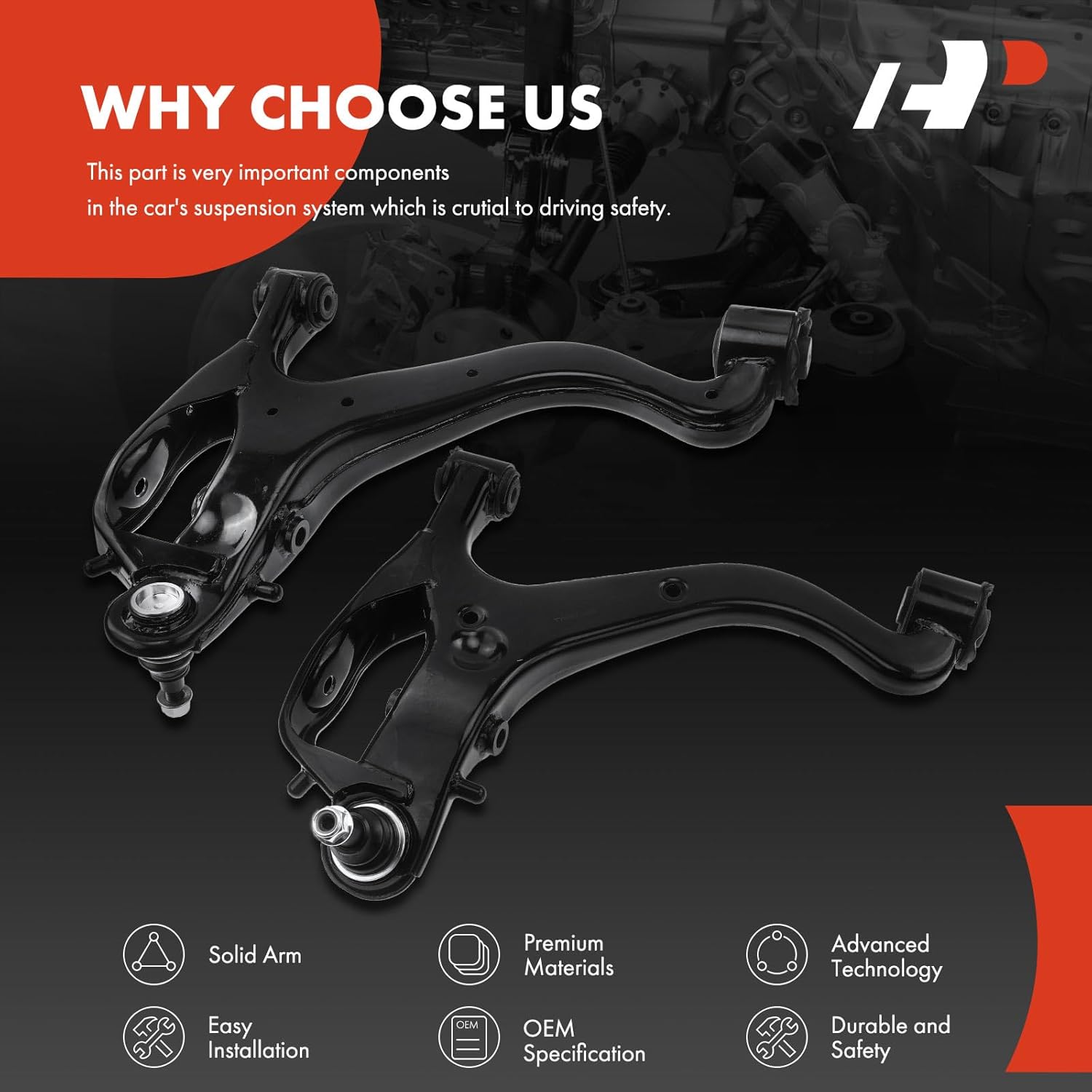 A-Premium 2 x Front Lower Control Arm with Ball Joint & Bushing, Compatible with Land Rover LR3 2005 2006 2007 2008 2009