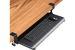 BONTEC Under Desk Computer Keyboard Tray with Slide-Out Platform