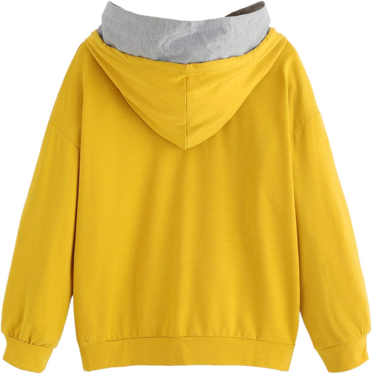 SweatyRocks Women's Hoodies Long Sleeve Pullover Drawstring Sweatshirt Hoodies with Pocket Pure Yellow Small