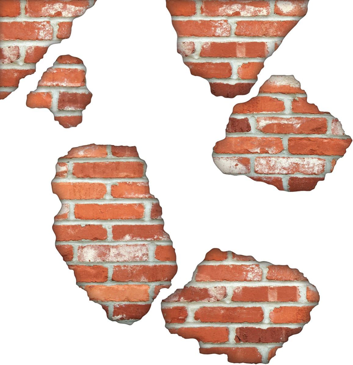 Faux Brick Wall Decals, Brick Breakaway Wall Decals, Repositionable Peel and Stick Matte Fabric Decals