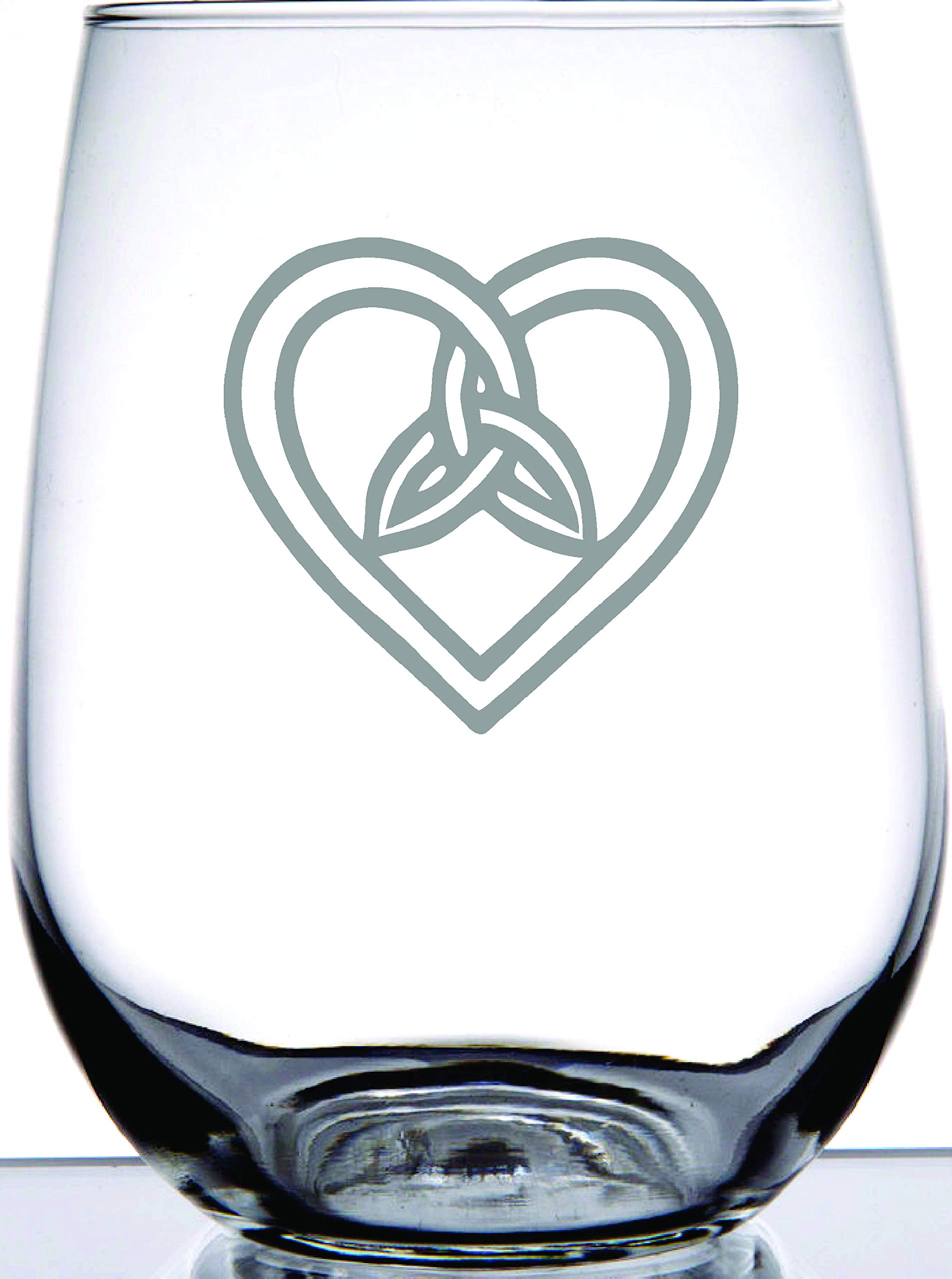 IE LaserwareIrish Celtic Heart and Trinity Knot Laser Etched Engraved Stemless Wine Glass. Great Irish Gift