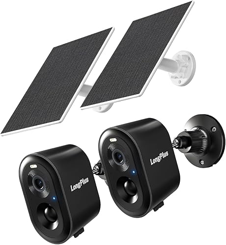Cámaras de seguridad solar inalámbricas para exteriores LongPlus, cámara VicoHome inalámbrica para seguridad del hogar, paquete de 2 cámaras WiFi