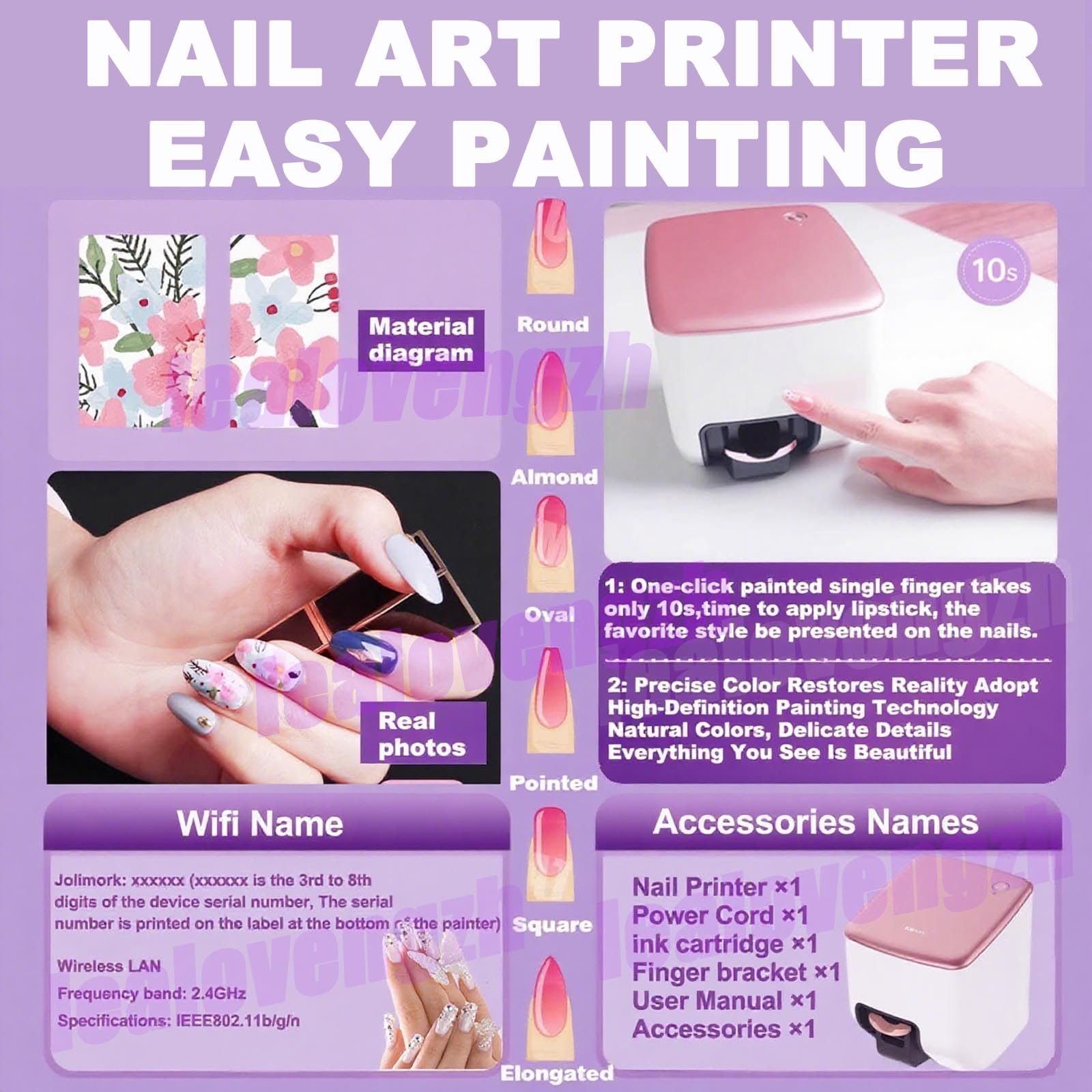 Stampante Portatile Intelligente per Nail Art - Stampante Digitale Mobile per Nail Art - Macchina 3D di qualità Professionale con 4800 Dpi | Studio di Manicure Professionale E Domestico