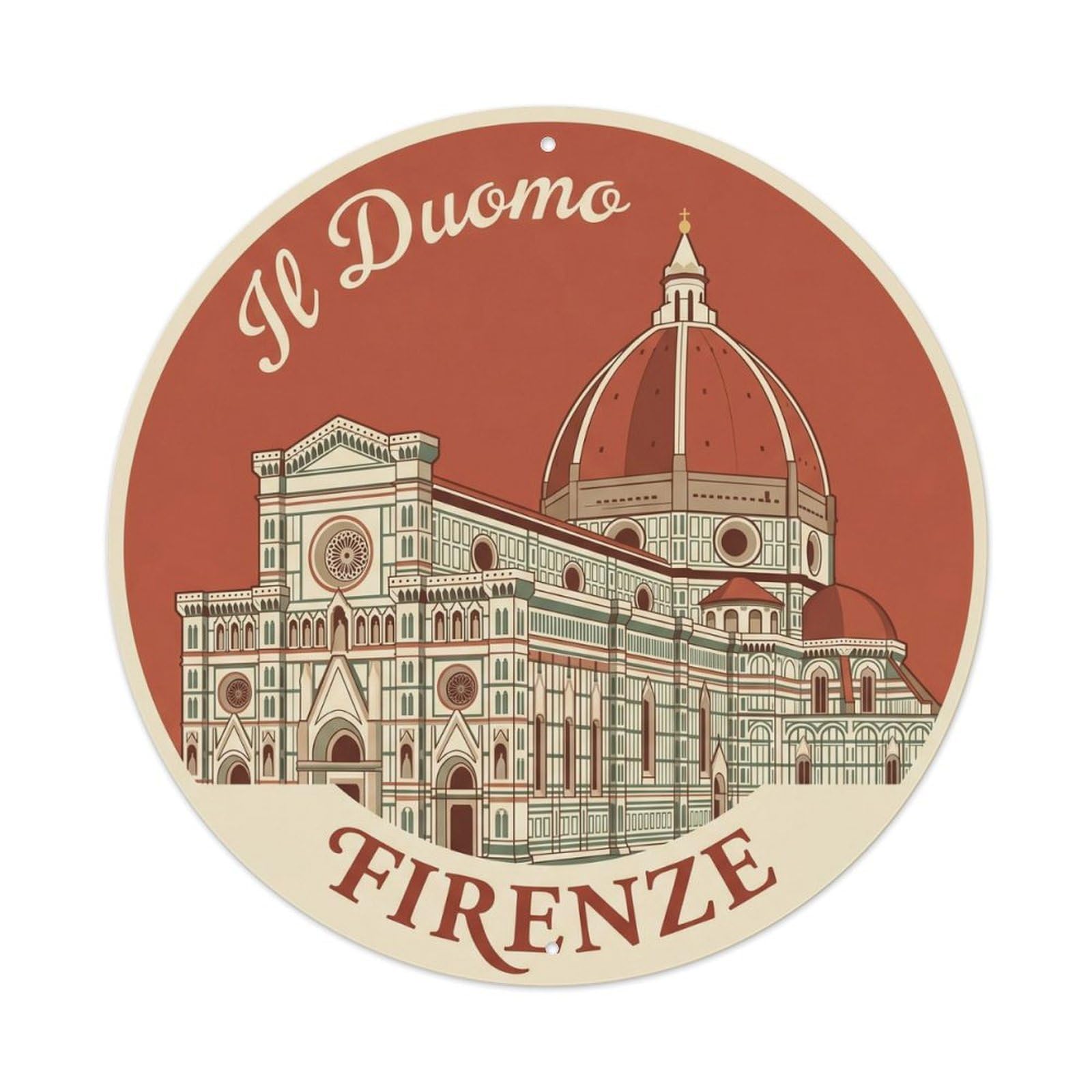 Vintage Travel Florence Duomo Renaissance Metal Tin Sign Plaque