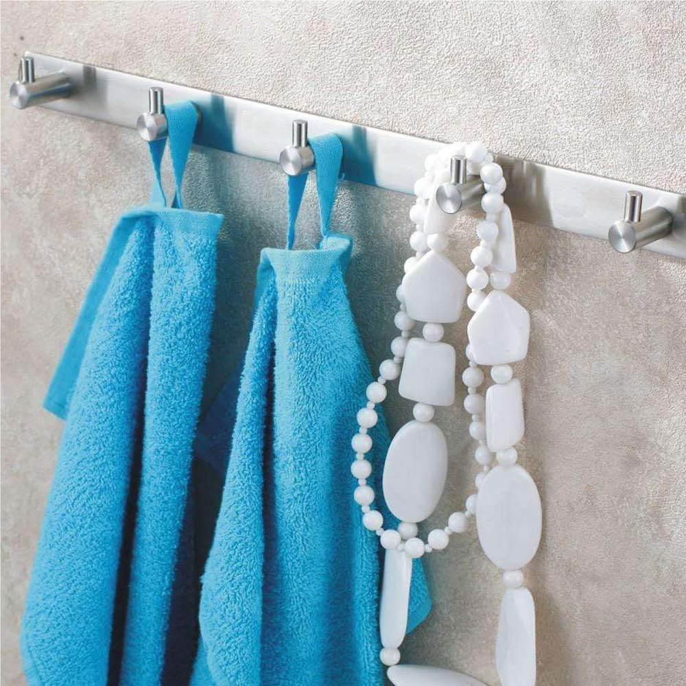 Crеаtіvе Prоduсt MXtechnic Self Adhesive Key Hooks and Hanger, Stainless Steel Heavy Duty Coat Hanging Shelf Robe Towel Hanger Rack 5-Hook for Bathroom Kitchen Wall Mounted (5 Hooks)