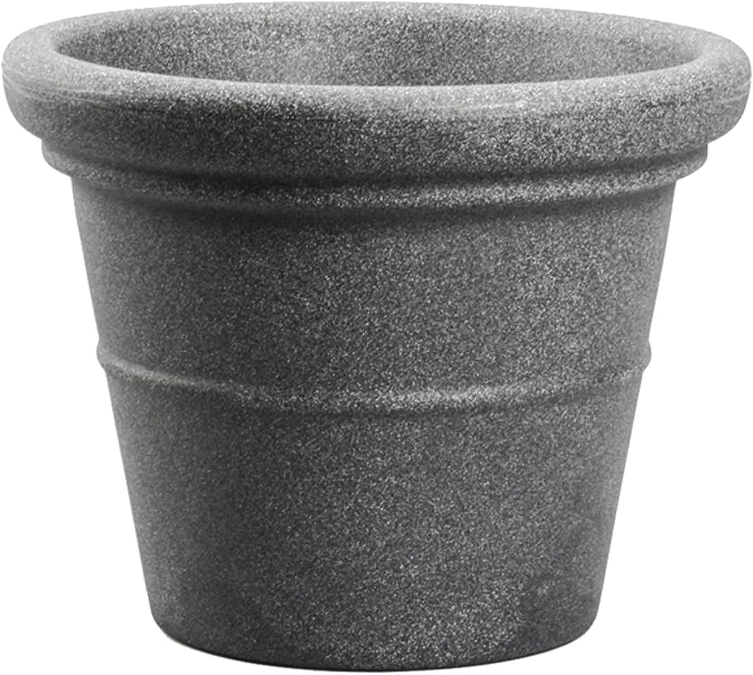 The HC Companies 17 Inch Terrazzo Large Round Planter - Rolled Rim Weather Resistant Decorative Plastic Plant Pot with Drainage for Indoor Outdoor Use, Granite