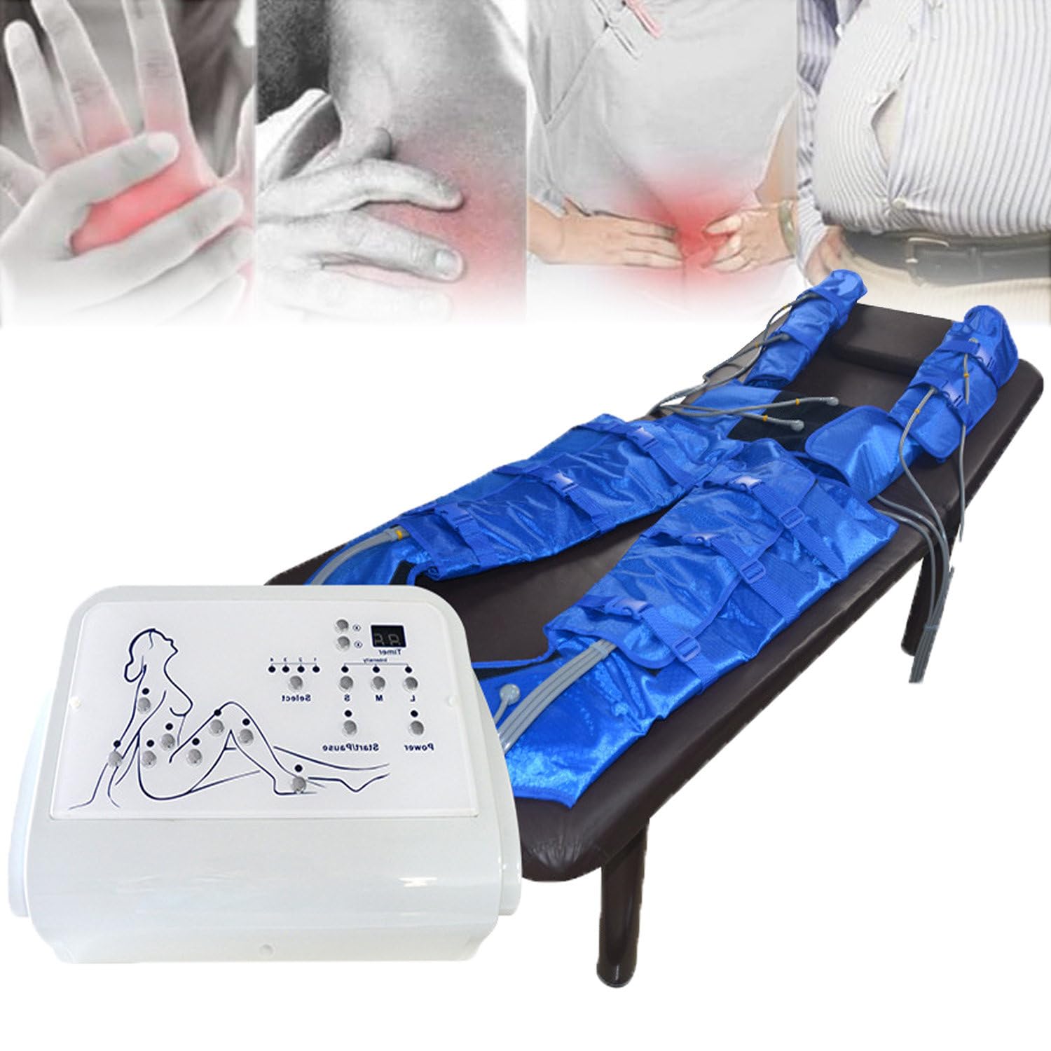 Masajeador de compresión de Aire Profesional para Todo el Cuerpo, Instrumento de Belleza para Adelgazar, máquina de Drenaje linfático por presión de Aire, máquina de presoterapia de Aire. A