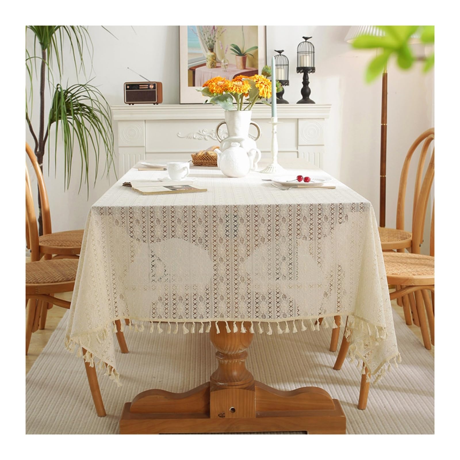 Nappe dentelle beige 150x300 finies les taches sur votre table de réception