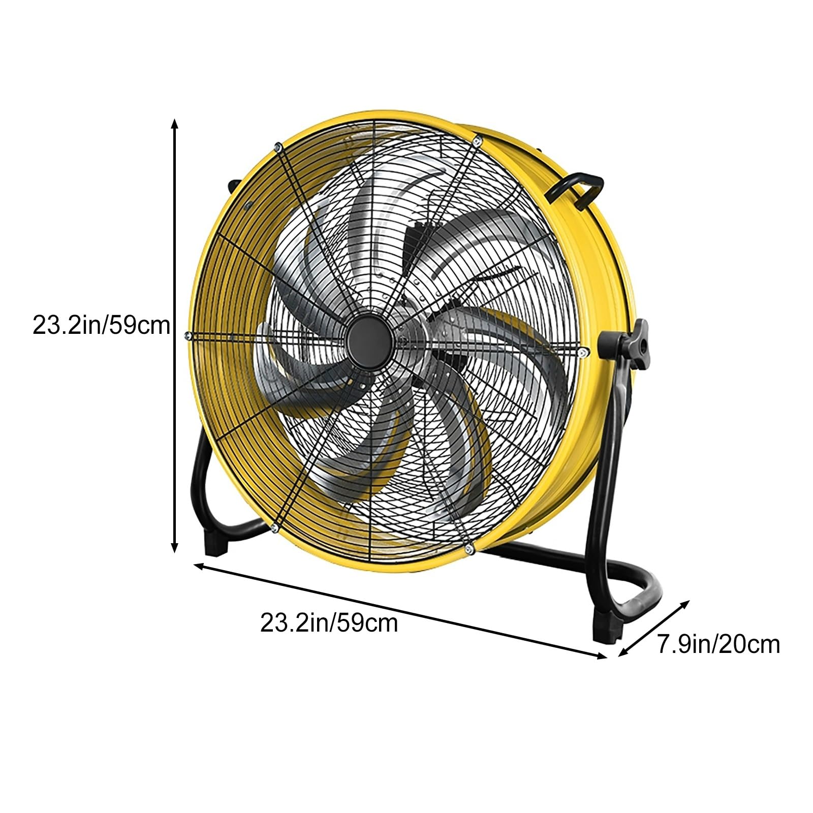 Ventola da Pavimento Industriale, Ventilatore Resistente del Tamburo 20 Pollici 3 velocità Potente Flusso d'Aria per Il Magazzino del Garage dell'officina