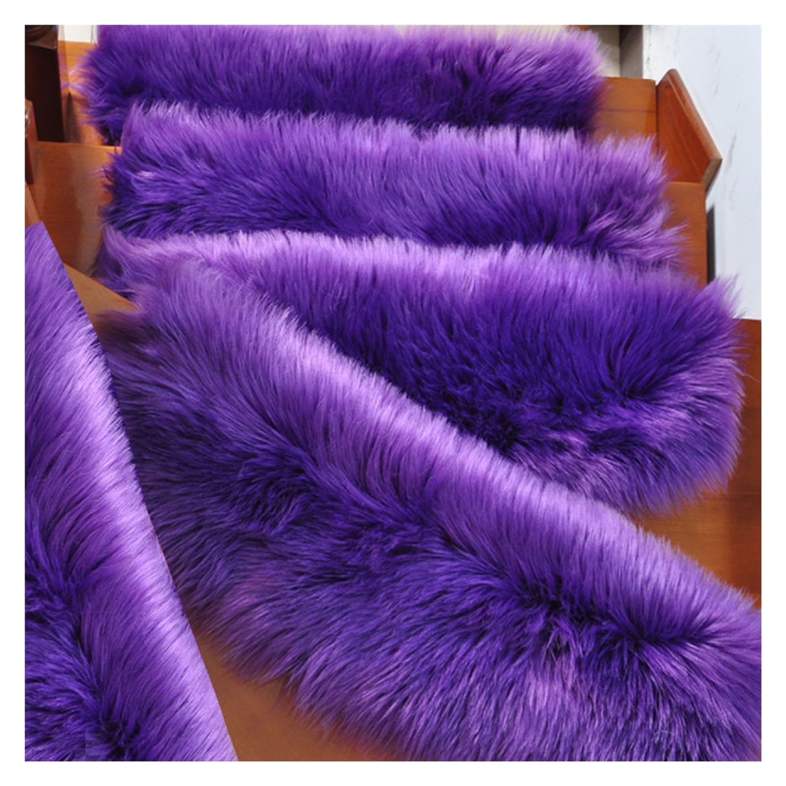Tapis de Marche d'escalier en Peluche Douce et antidérapante, Tapis d'escalier en Fourrure Lavable et réutilisable pour marches en Bois, Tapis d'escalier Auto-adhésifs, Tapis de