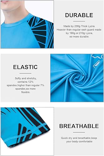 Vista 3 de OMGear Traje de baño de manga largacorta para hombres y mujeres, de elastano, multicolor, camiseta de compresión UPF 50+, BJJ MMA, traje de surf