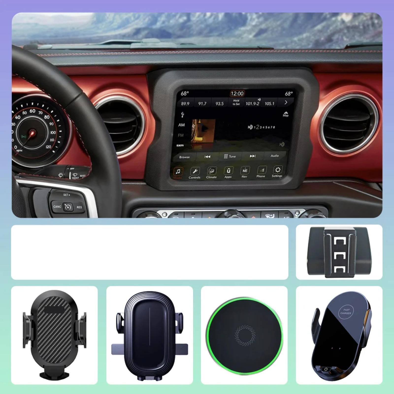 Uchwyt Samochodowy na Telefon dla Jeep Wrangler 2018-2024, uchwyt na telefon samochodowy uchwyt na telefon samochodowy akcesoria do wsparcia samochodu