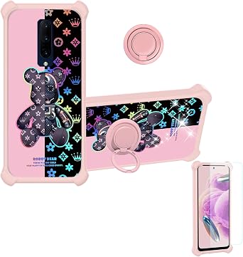 jioeuinly Case for Oneplus 7 Pro Case Compatible with Oneplus 7 Pro Phone Case Cover [with Tempered Glass Screen Protector][Hard PC + Soft Silicone][Colorful Reflect Light] IMDF-JXX