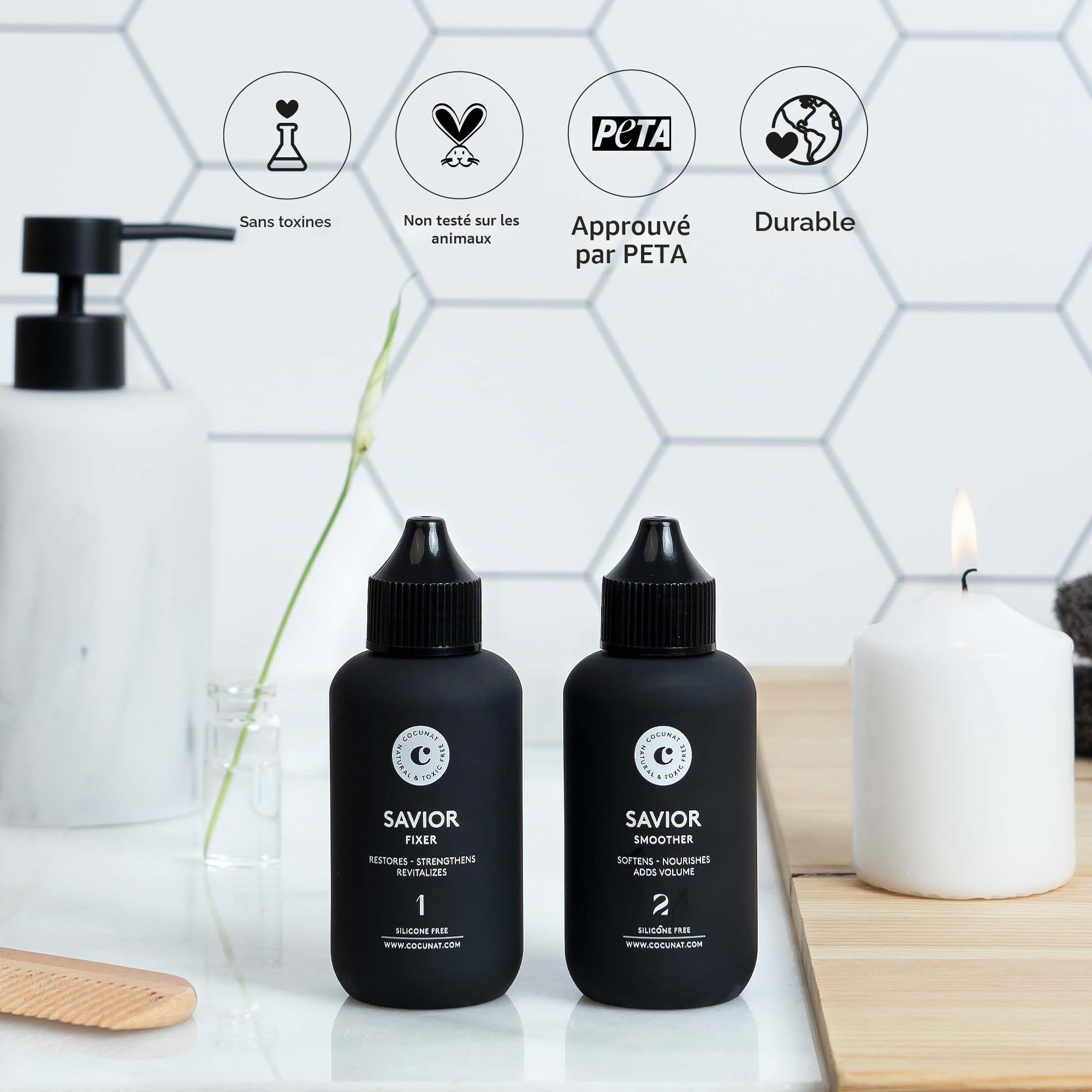 COCUNAT Savior Traitement Reconstructeur Cheveux Abîmés 2x100ml | Soin en deux étapes pour réparer la fibre capillaire de l'intérieur ; idéal pour les cheveux abîmés et colorés.