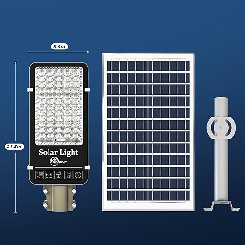 Miniatura 8 de Luces solares de calle de 10000 W para exteriores, 6500 K, luces solares de estacionamiento comercial, desde el atardecer hasta el amanecer,