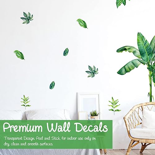 Miniatura 2 de Calcomanías de pared de hojas de plátano gigantes de selva tropical, hojas de palmera naturales, calcomanías de pared para despegar y pegar,