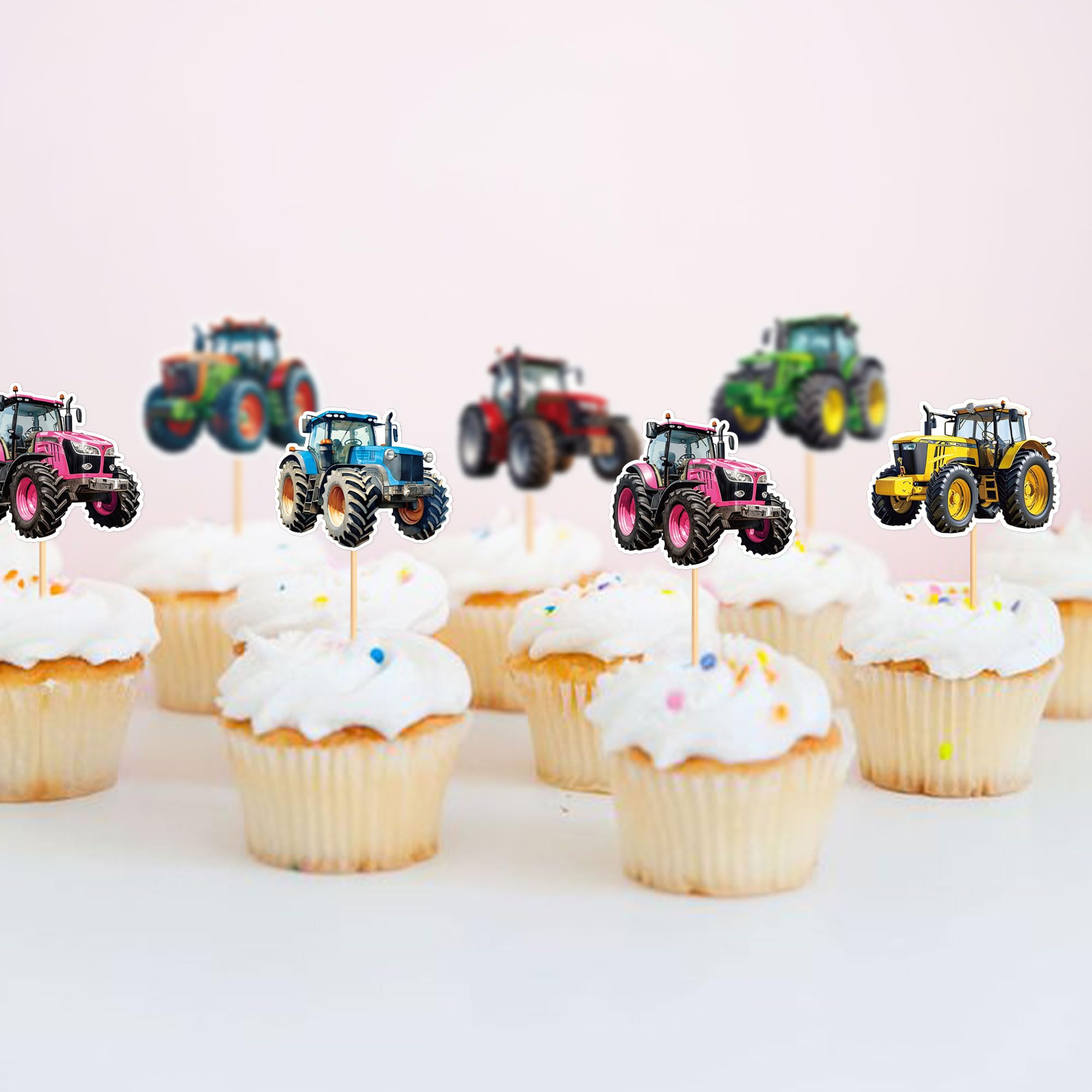 Blumomon 30 pz Trattore Cupcake Topper Agricoltore Tema Cupcake Decorazione Padre Compleanno Bambino Doccia Trattore Tema Parte Decorazione Forniture