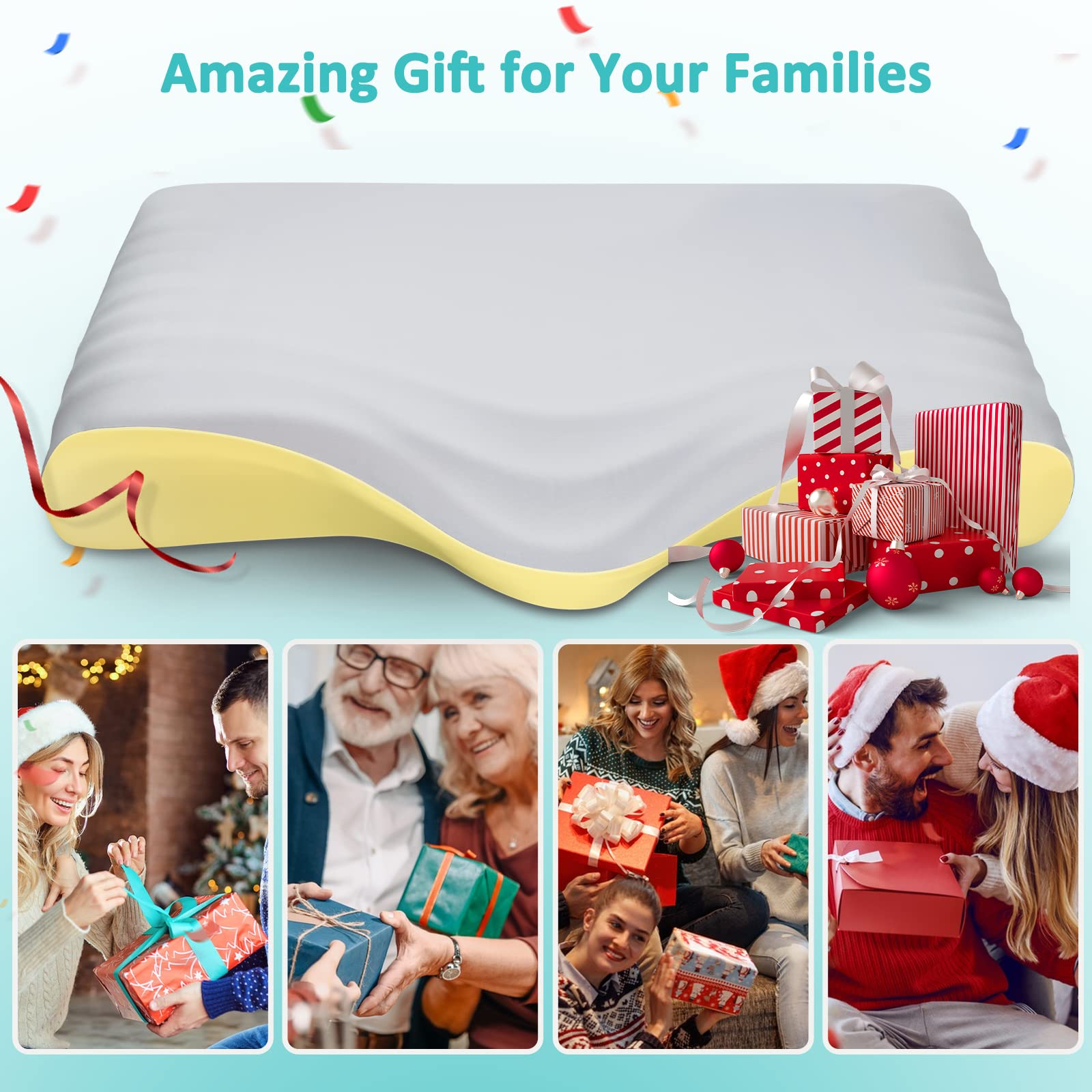 Gugusure Memory Foam Pillows, Neck Pillows for Pain Relief Sleeping