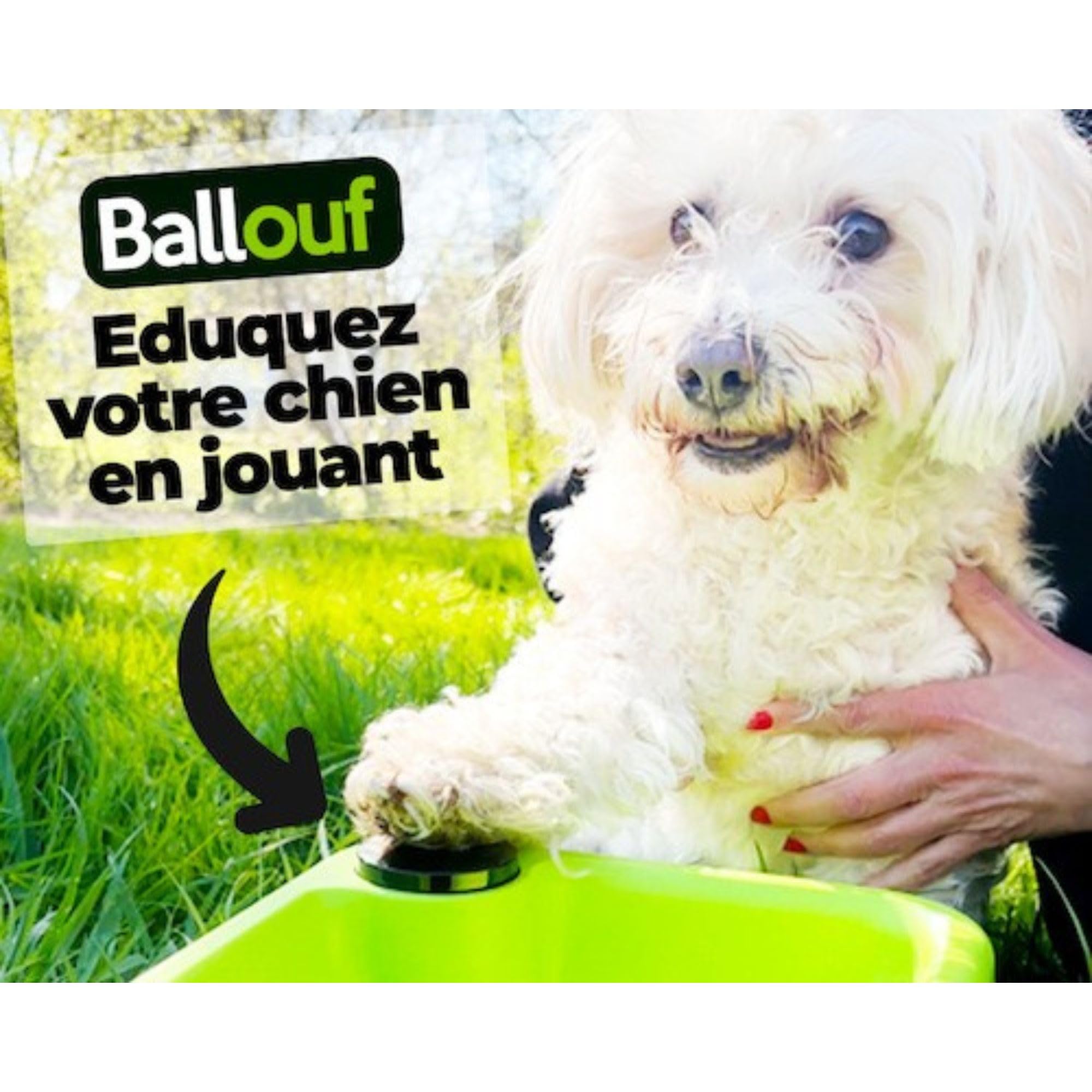 Climsom Ballouf Lanceur de Balles Automatique Intelligent pour Chien | Mode Automatique & Éducatif/Manuel, Son d'Aboiement Réaliste, Distances Réglables, Batterie Rechargeable