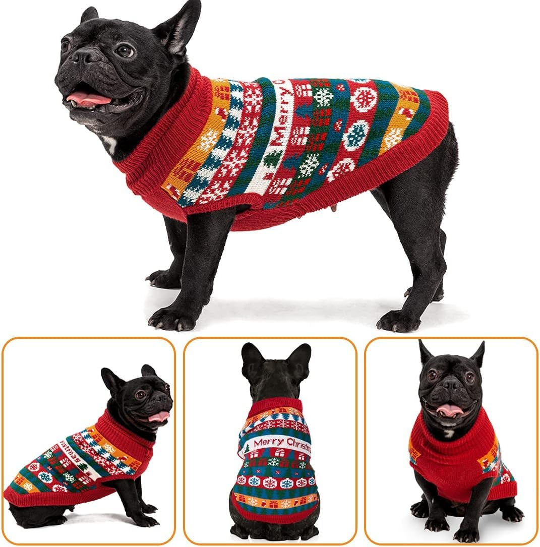 Fiyade Dog Sweater Christmas Jumper, Xmas Coat for Dogs Cat Soft Knitwear Pullover Winter Dog Coat - Image 4