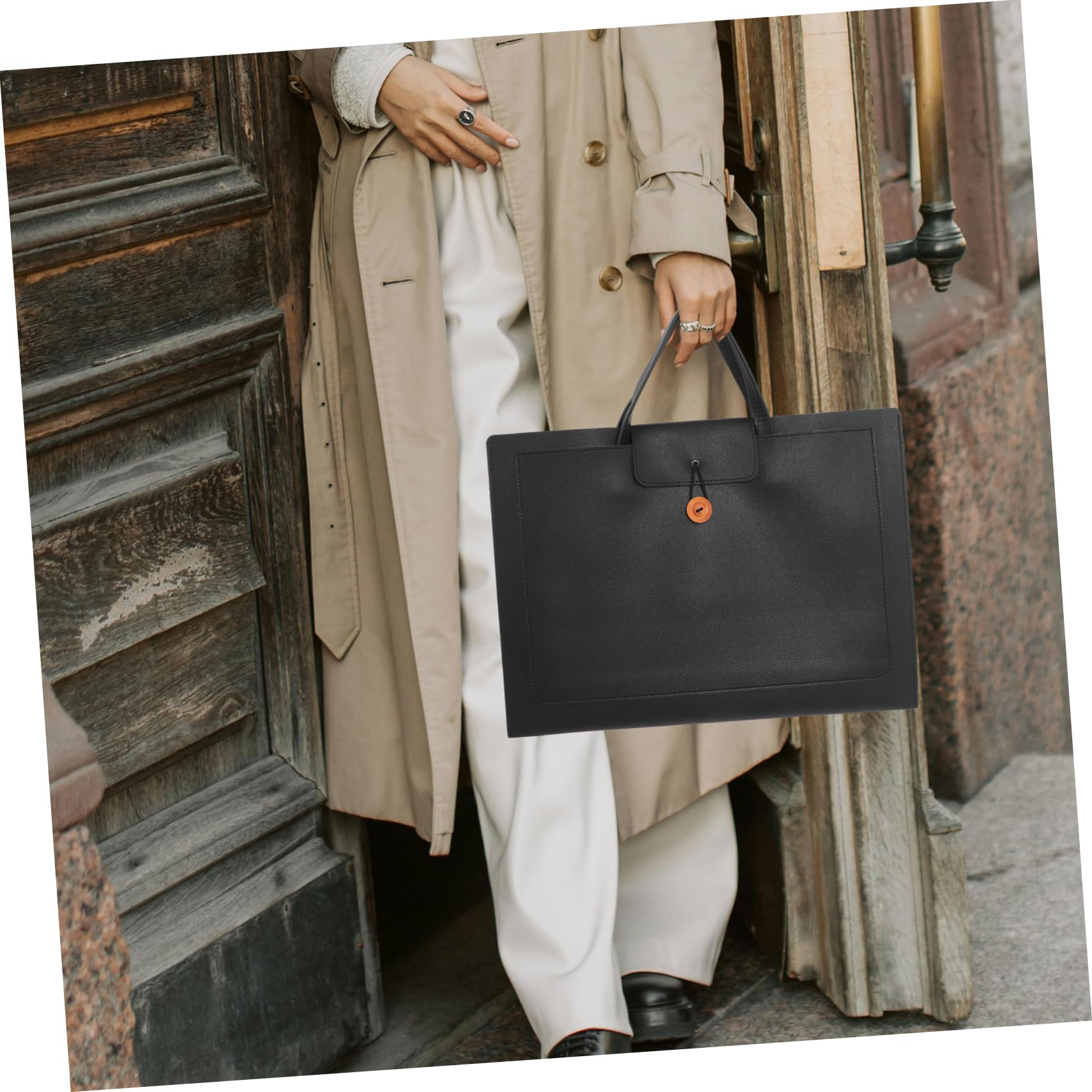 Borsa da Lavoro in Pelle Pu per Laptop con Manico Ergonomico e Tasche Esterne Accesso Rapido per Viaggi Ufficio e Pendolarismo