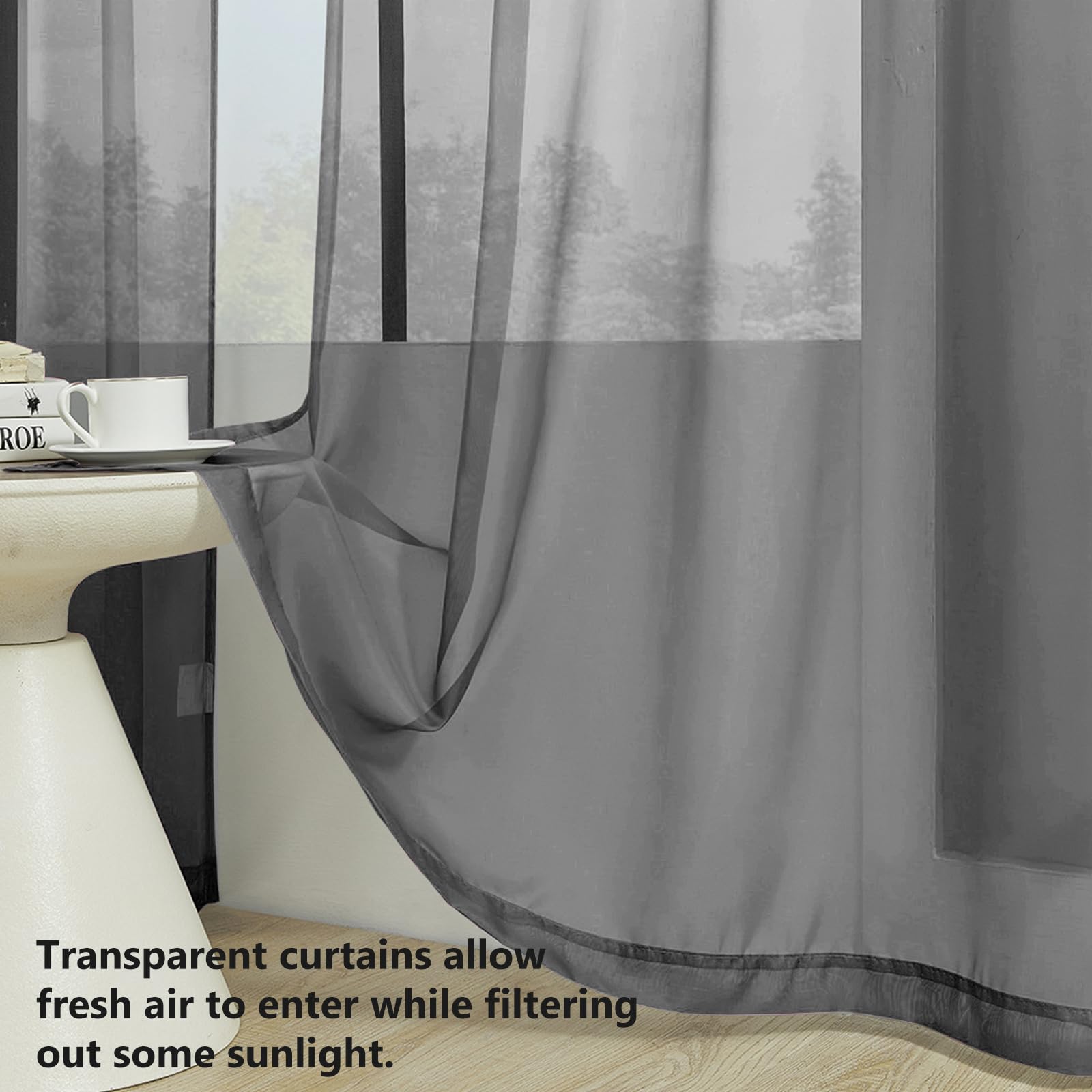 Outdoor Vorhang Transparent Outdoorvorhänge mit Ösen, 2er Set H 210 X B 134 cm, Gardinen Vorhänge Sichtschutz Balkon Vorhänge Sonnenschutz Außenvorhang für Pavillon Wohnzimmer Terrasse Garten (Grau)