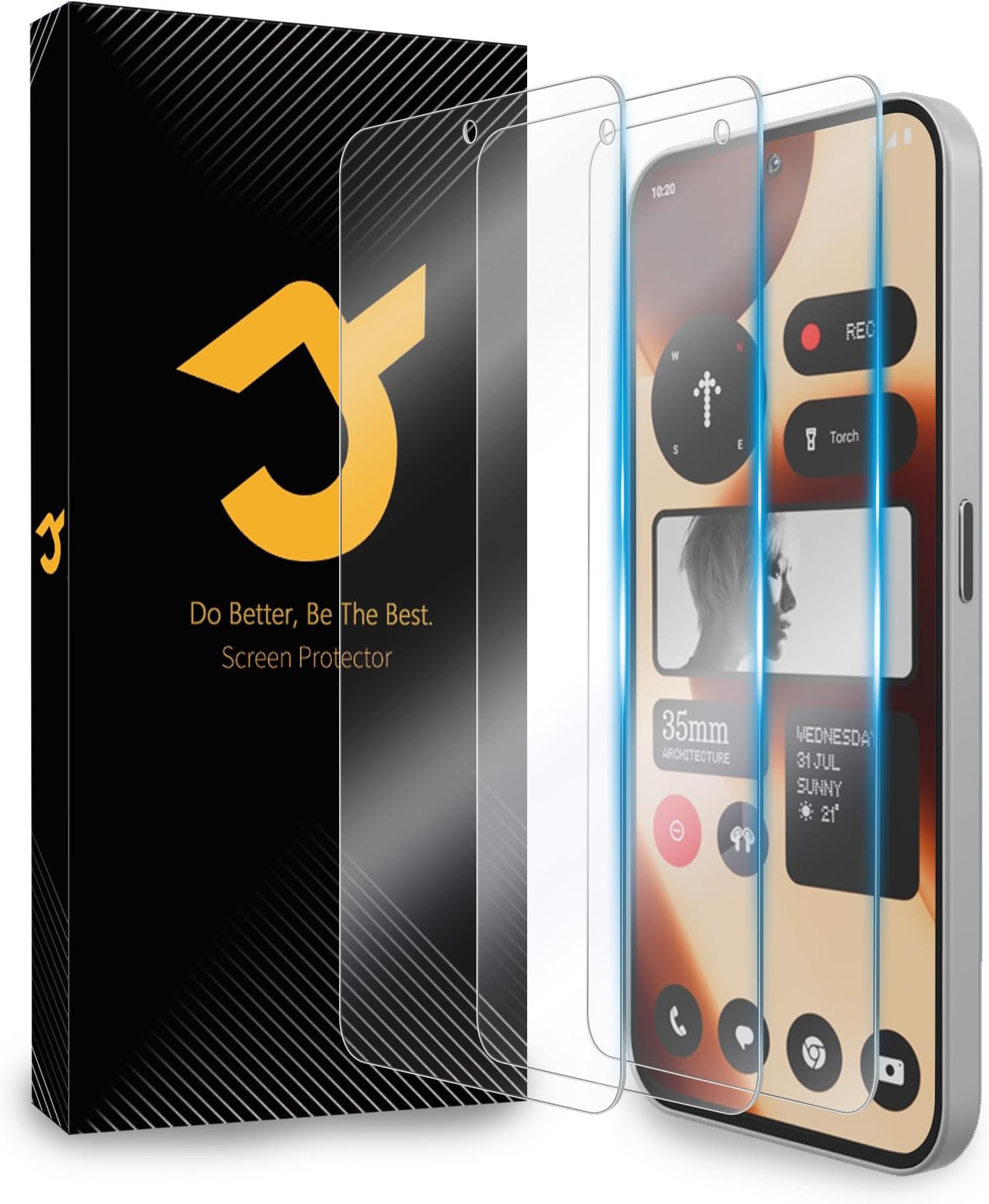 JZG 3 Pack for Nothing Phone 2a/2a Plus Screen Protector Tempered Glass ...
