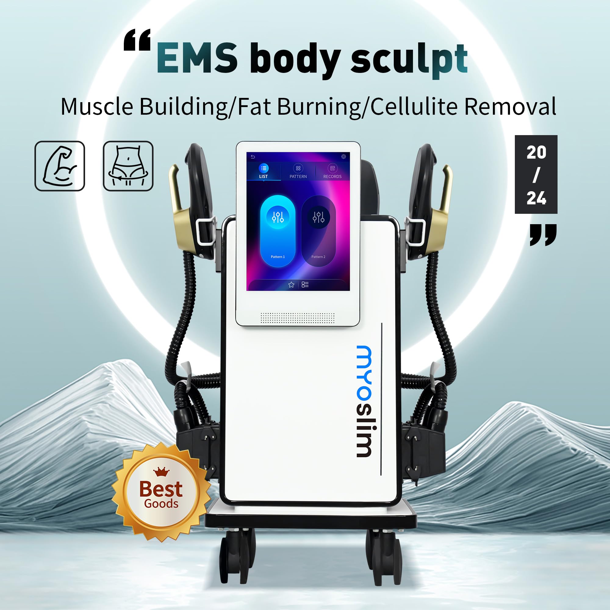 Dispositivo profesional de electroestimulación muscular para moldear el cuerpo: Un dispositivo de estimulación electromagnética que se utiliza para aliviar la rigidez muscular y reducir la grasa.