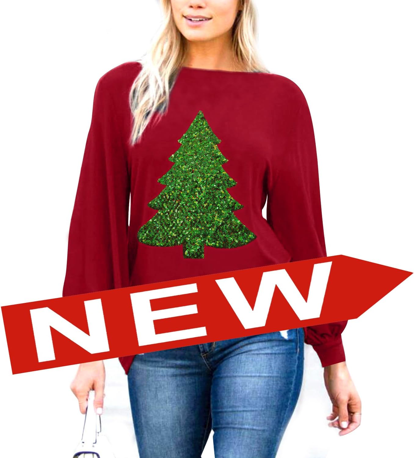 PESION Womens Casual Bishop Sleeve Blouse Boat Neck T-Shirts Tunic Tops - Image 2