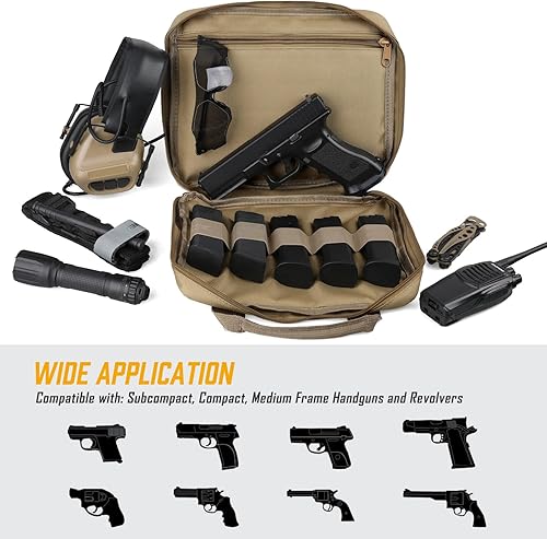 Vista 20 de LIVANS Bolsa táctica para pistola de pistola, estuche para pistola suave, bolsa de almacenamiento de transporte para pistola cuadrada, bolsa