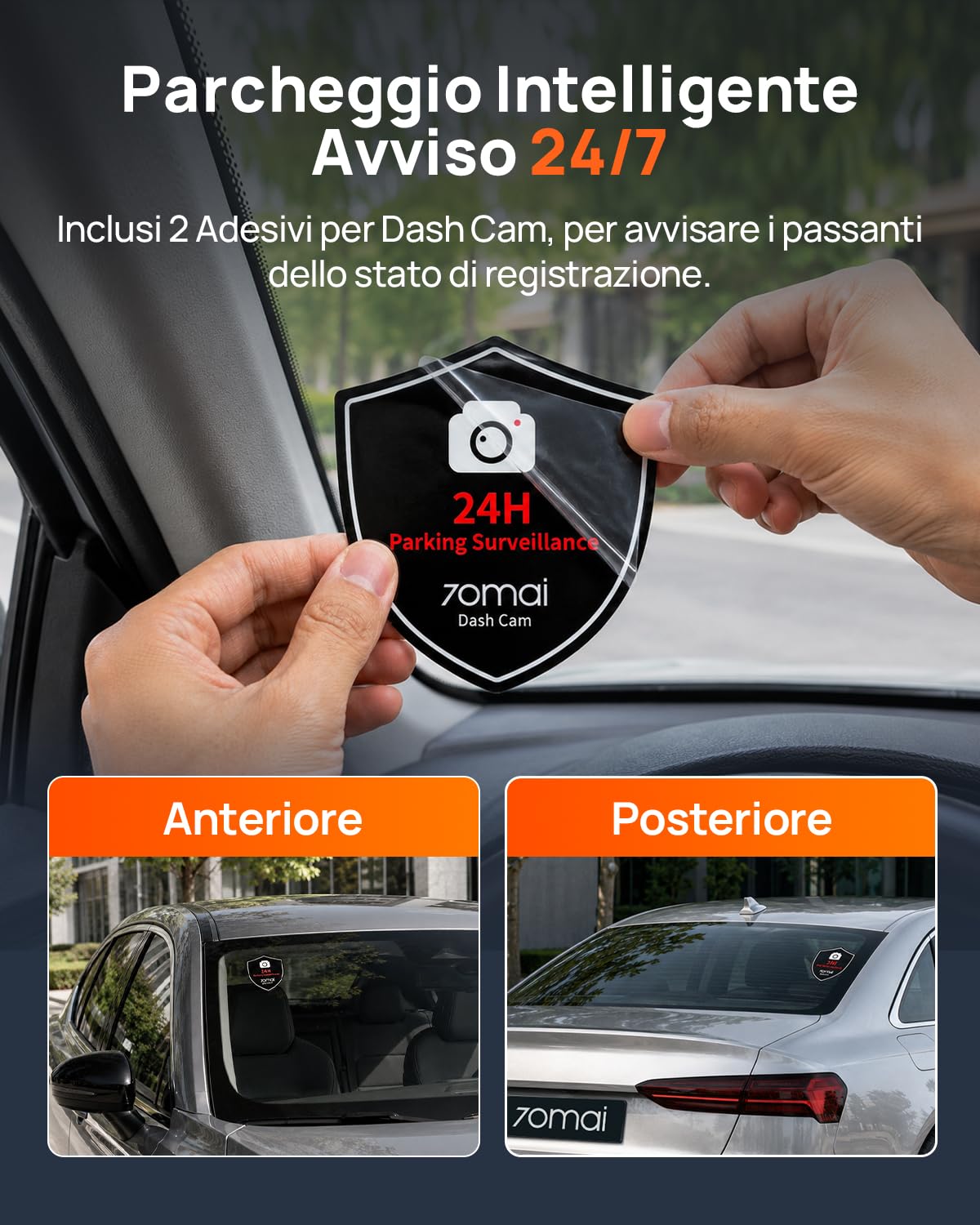 70mai Dash Cam Auto 4K M800 Anteriore e Posteriore, STARVIS 2 IMX678 Super Visione Notturna e Apertura F1.7, Doppio HDR, Supporto 4G LTE e Wi-Fi 5GHz, eMMC da 128 GB Integrata, GPS, Controllo Vocale