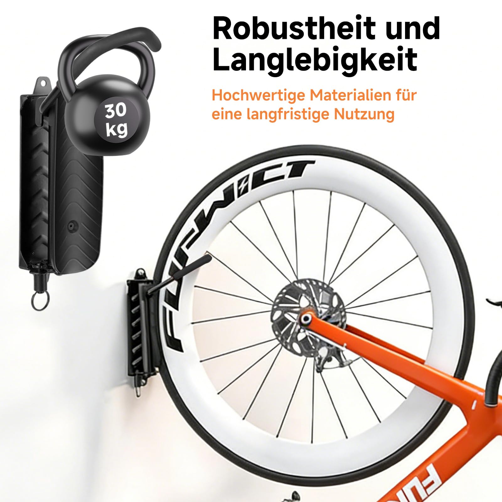 4 Stück Schwenkbare Fahrrad Wandhalterung, Fahrradhalterung Wand mit Hinterrad Halterung, Fahrradständer Belastbar bis 30 kg, Platzsparender Fahrrad Aufhängung für Alle Fahrradtypen